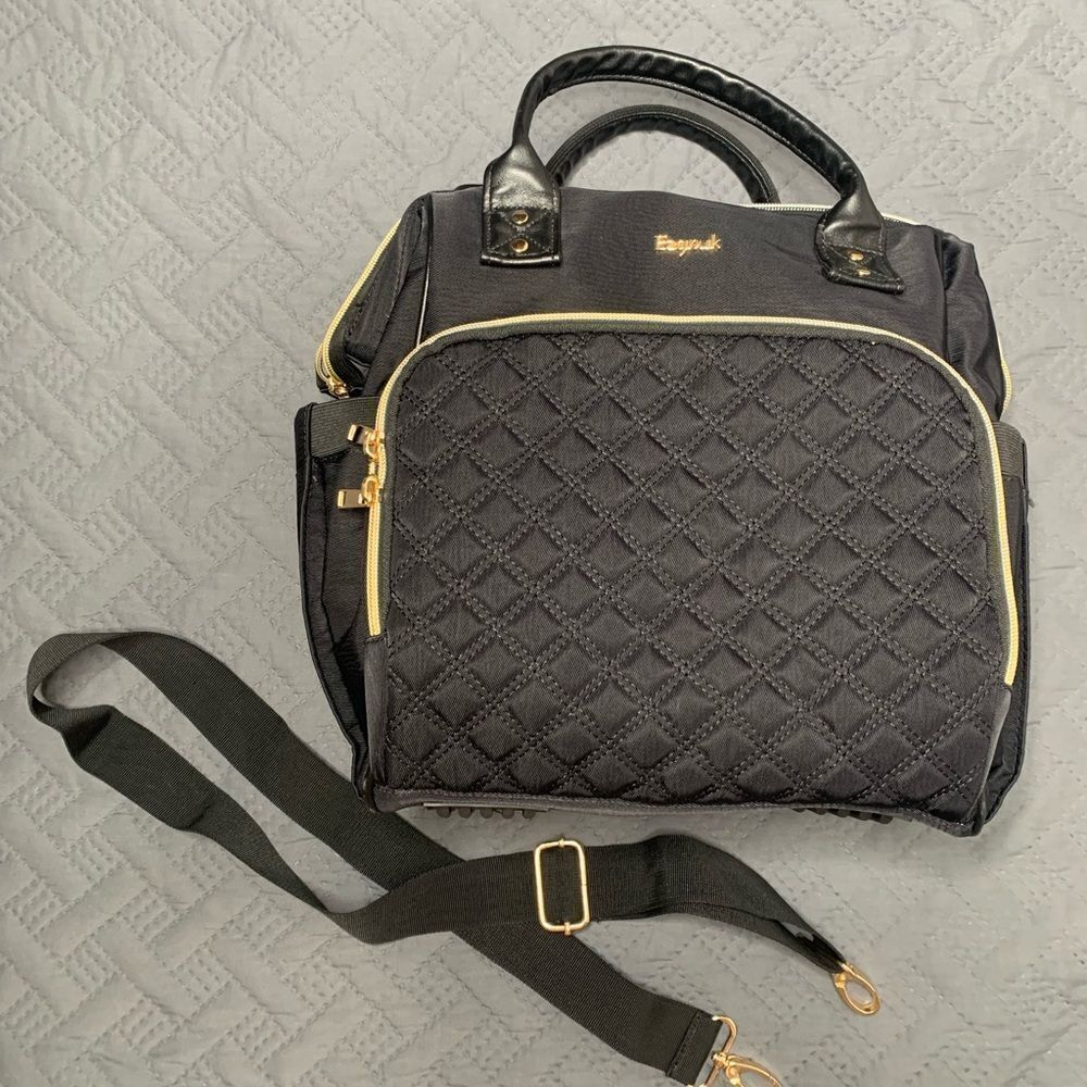 Black Diaper Bag with Teddy Bear - Picture 2 of 11